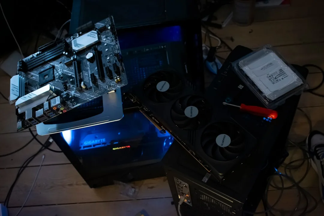 Gaming PC parts laid out neatly