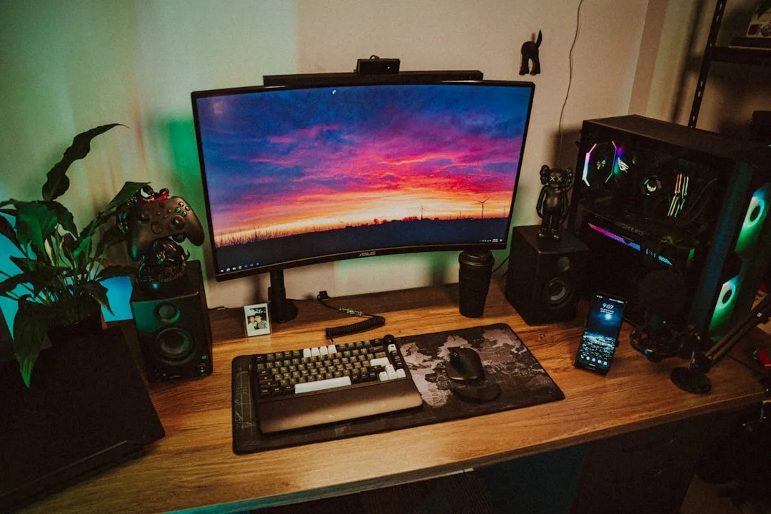 Finished gaming PC on desk setup