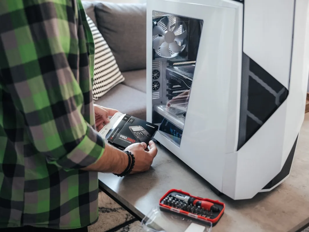 person installing graphics card