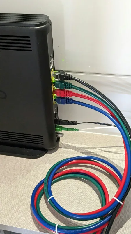 Ethernet cable connected to PS5 back port