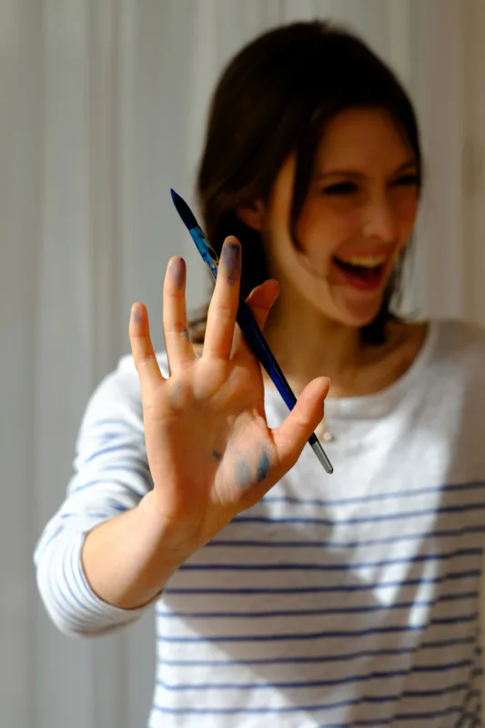 Person frustrated with tiny phone