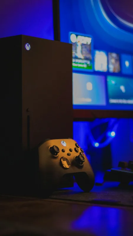 Xbox console connected to television