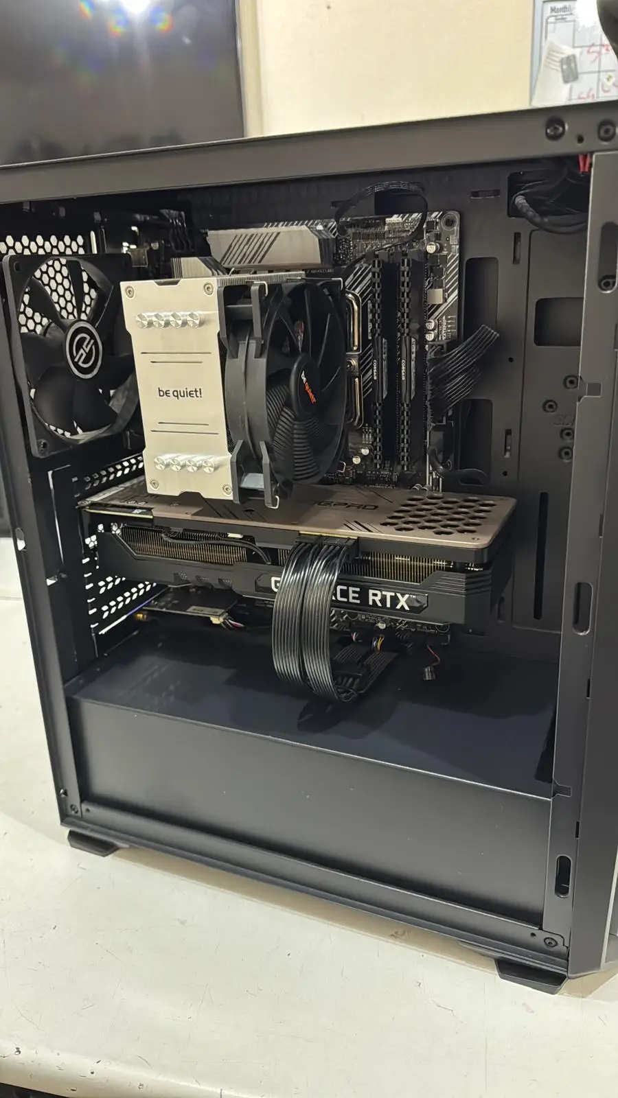 High-end white RGB PC with triple-fan GPU and illuminated liquid cooling tubes